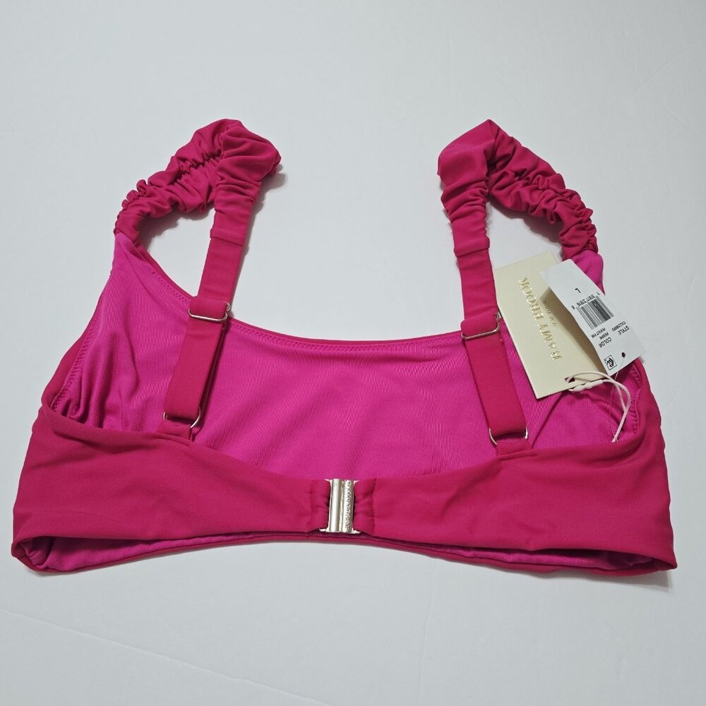 NEW Ramy Brook - L Rachel Bikini Top Ruched Straps In Perfect Pink - Picture 5 of 6